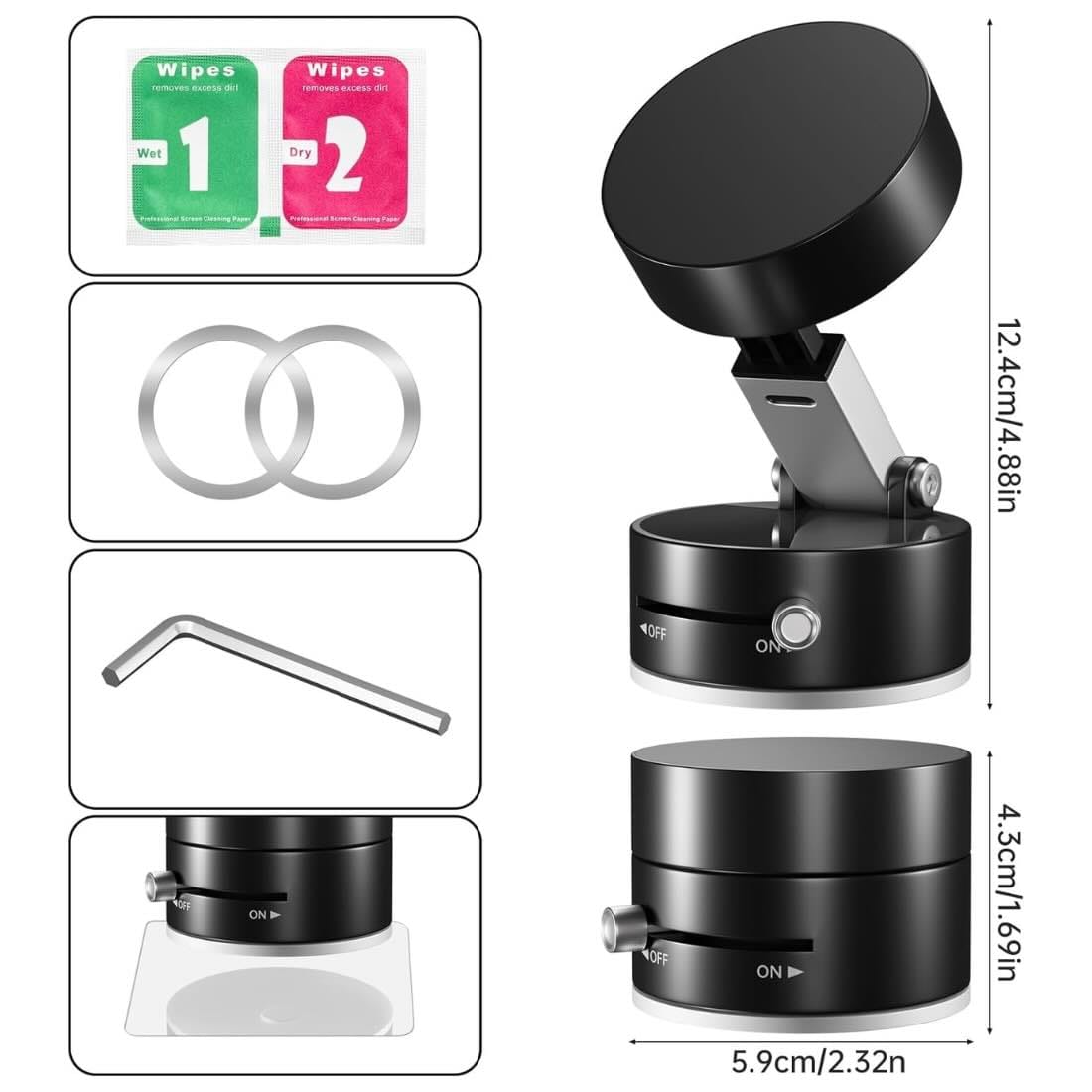 Magnetic Wireless Phone Holder with Vacuum Suction Cup